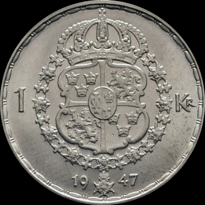 Srebrna moneta Gustaw V - 1 Korona 1942-1950 - image 2