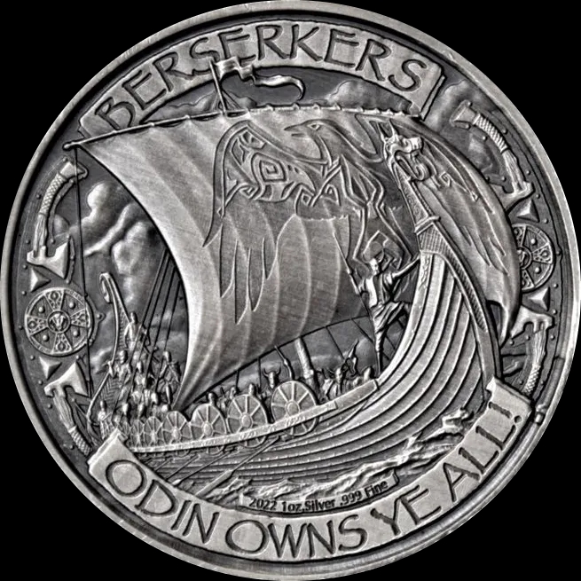 Vikings 1 uncja Srebra 2022 Antiqued - image 2