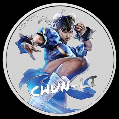 Street Fighter Chun-Li 1 uncja srebra 2022 Kolorowany - image 1