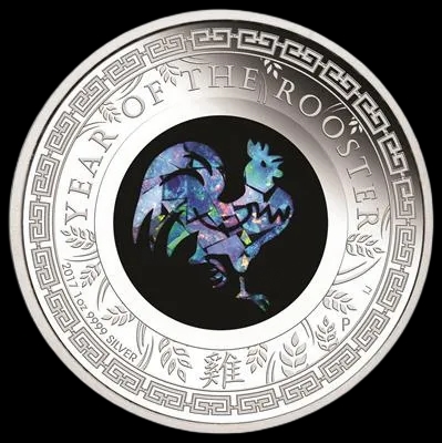 Lunar Rok Koguta 1 uncja srebra 2017 Proof Opal - image 1