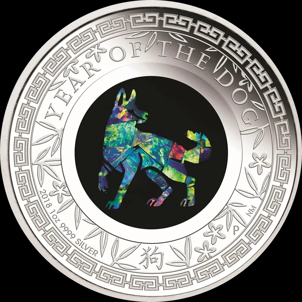 Lunar Rok Psa 1 uncja srebra 2018 Proof Opal - image 1