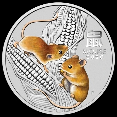 Lunar III Rok Myszy 1 uncja srebra 2020 Kolorowany - image 1