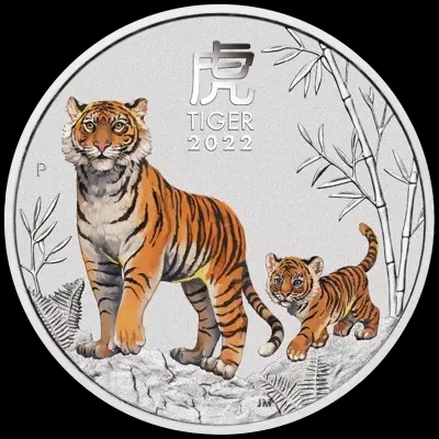 Lunar III Rok Tygrysa 1/2 uncji srebra 2022 Kolorowany - image 1