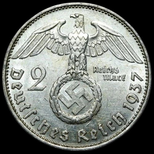 Srebrna Moneta Niemcy Paul von Hindenburg 2 reichsmarki 1936-1939 - image 2