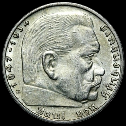 Srebrna Moneta Niemcy Paul von Hindenburg 2 reichsmarki 1936-1939 - image 1