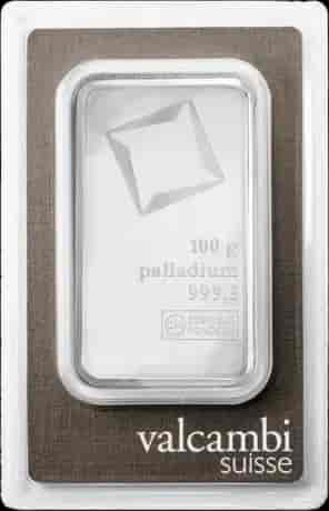 Sztabka 100g palladu Valcambi - Front