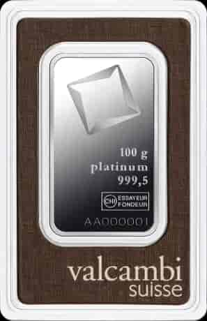 Sztabka 100g platyny Valcambi - Front
