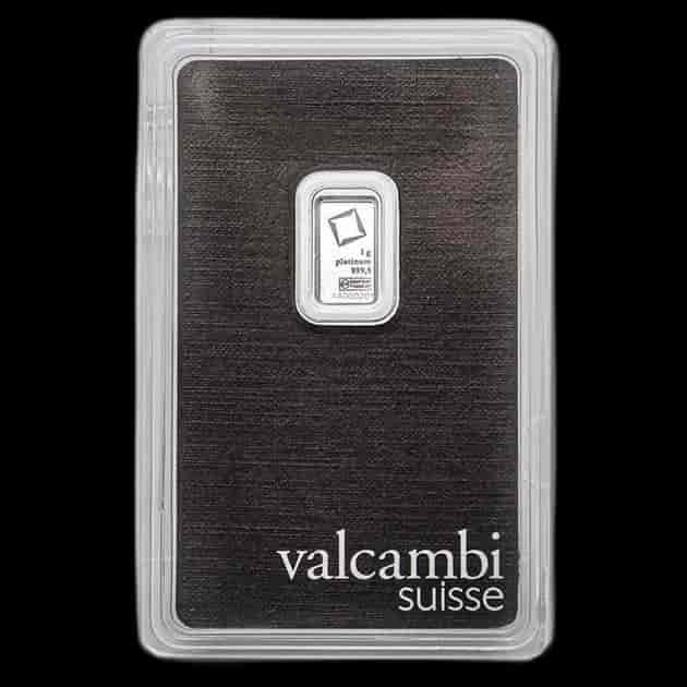 Sztabka 1g platyny Valcambi - Front