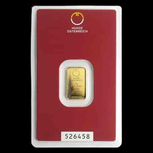 Sztabka 2g złota Austrian Mint - Front