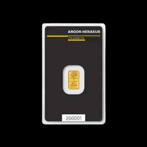 Sztabka 1g złota Argor-Heraeus - Front