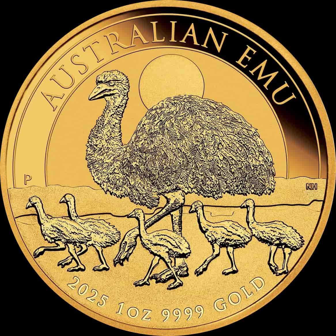 Australijski Emu 1 uncja Złota 2025 - Front