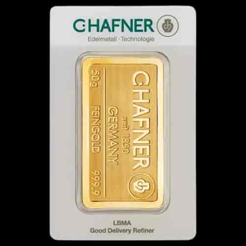 Sztabka 50g złota C.Hafner - Front