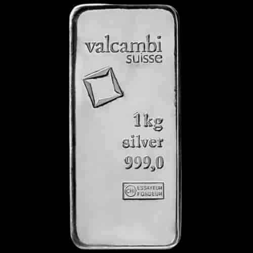 Sztabka 1000g srebra Valcambi - Front