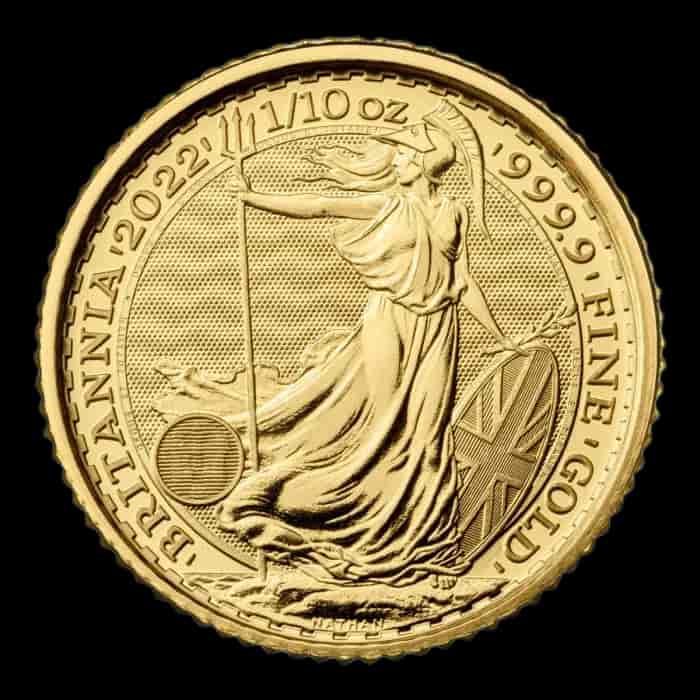 Britannia 1/10 uncji Złota Losowe Lata - Front
