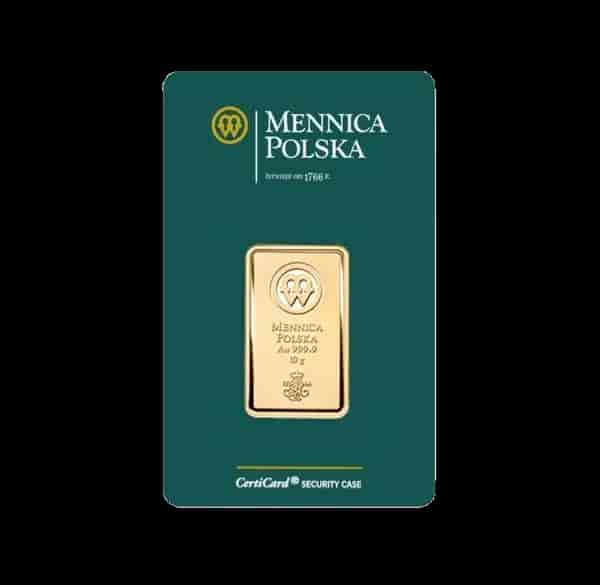 Sztabka 10g złota Mennica Polska - Front