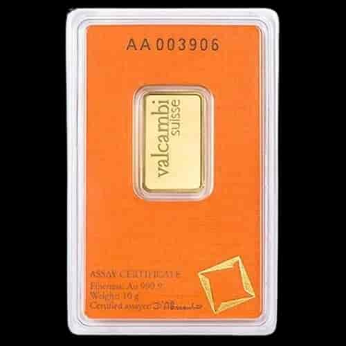 Sztabka 10g złota Valcambi - Back