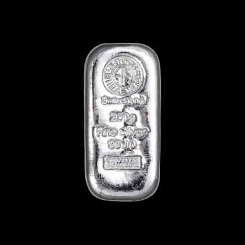 Sztabka 250g srebra Argor-Heraeus Odlewana - Front