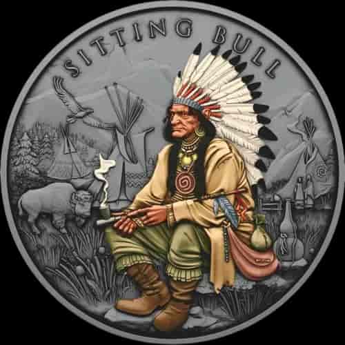 Legendary Warriors Sitting Bull Antique Color 1 uncja srebra - image 1