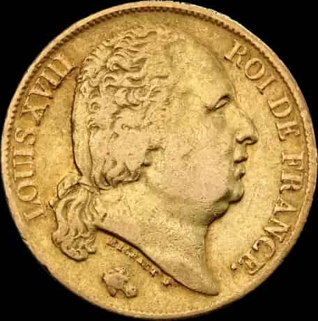 20 Franków Francuskich Ludwik XVIII - thumbnail 1