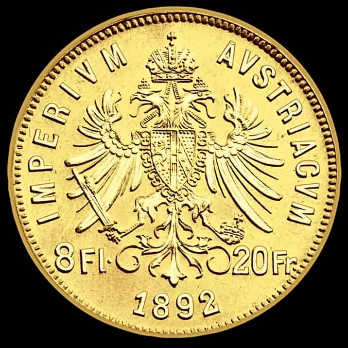 8 Guldenów Austriackich 1892 Nowe Bicie - thumbnail 2