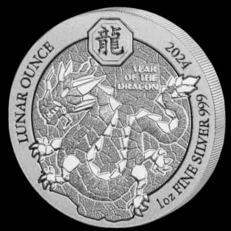 Rwanda Lunar Rok Smoka 1 uncja srebra 2024 - thumbnail 1