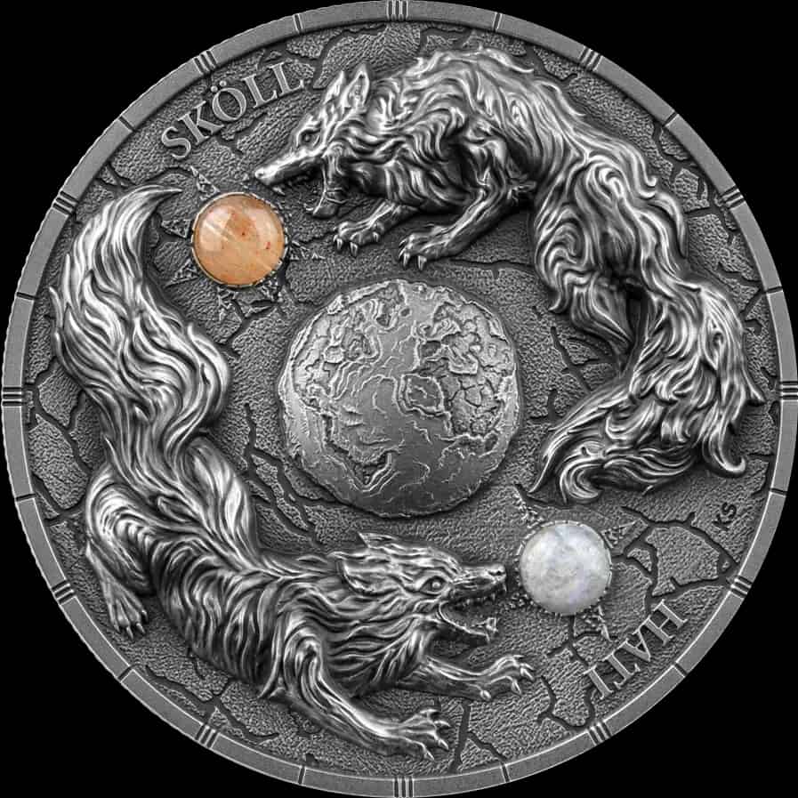 Ragnarok: Skoll & Hati 2 uncje Srebra Ultra High Relief 2024 - thumbnail 1