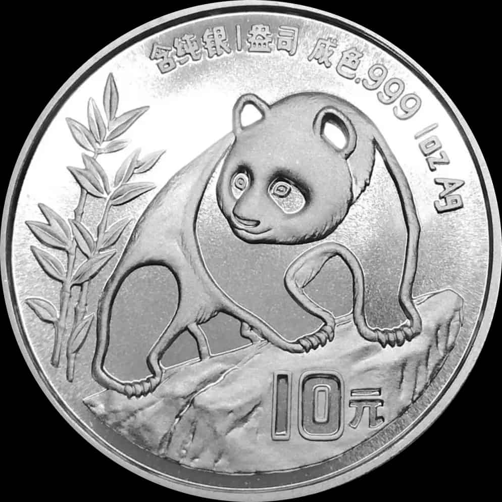 Chińska Panda 1 uncja srebra 1990 - thumbnail 1