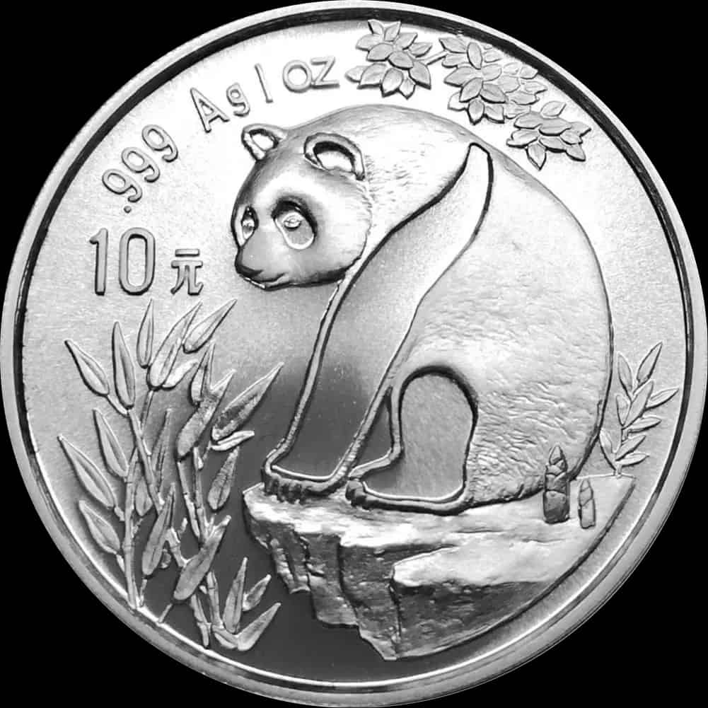 Chińska Panda 1 uncja srebra 1993 - thumbnail 1