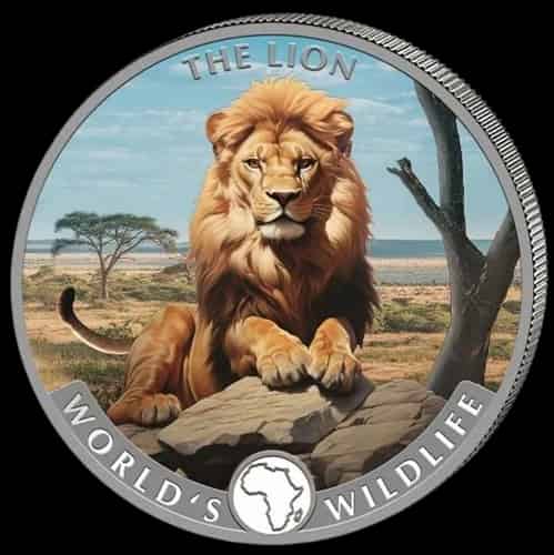 World‘s Wildlife - Lion kolorowany 1 uncja Srebra 2025 - thumbnail 1