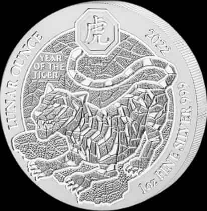 Rwanda Lunar Rok Tygrysa 1 uncja srebra 2022 - thumbnail 1