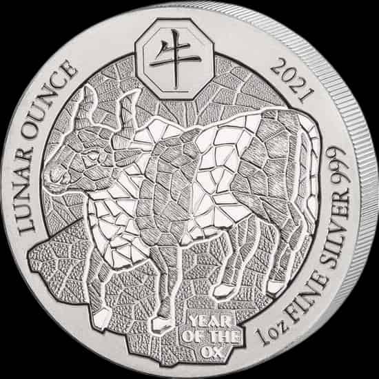 Rwanda Lunar Rok Wołu 1 uncja srebra 2021 - thumbnail 1