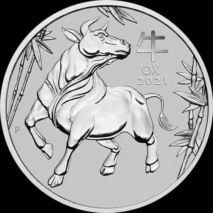 Lunar III Rok Wołu 1 uncja platyny 2021 - thumbnail 1