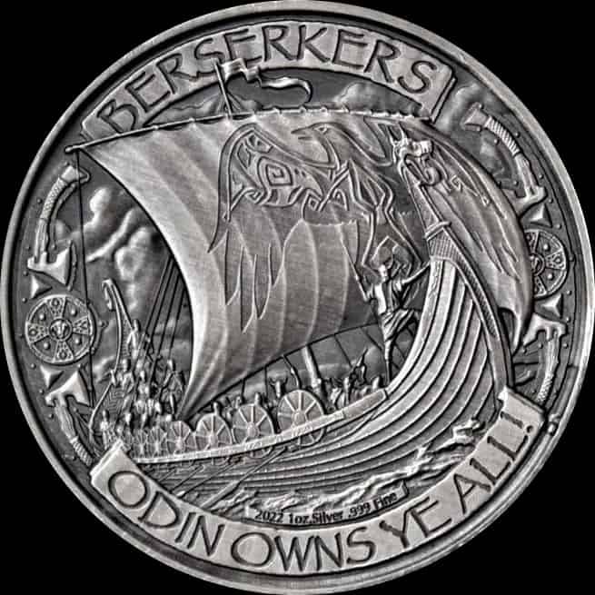 Vikings 1 uncja Srebra 2022 Antiqued - image 2