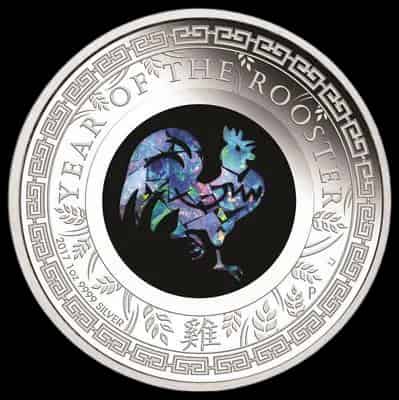 Lunar Rok Koguta 1 uncja srebra 2017 Proof Opal - image 1