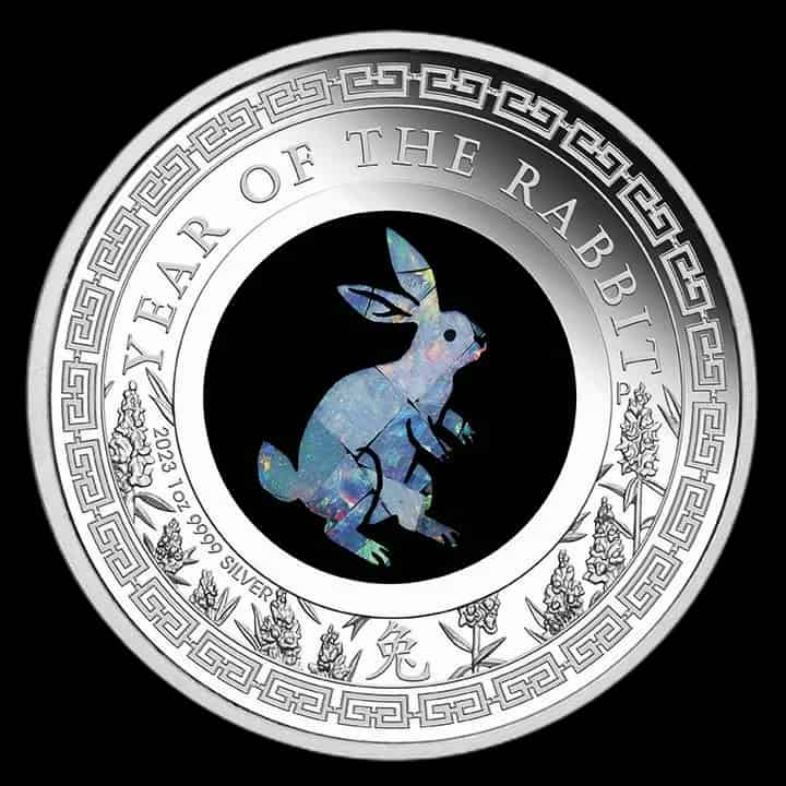 Lunar Rok Królika 1 uncja srebra 2023 Proof Opal - image 1