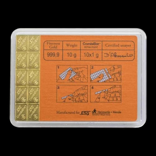 Sztabka Combibar 10x1g złota Valcambi - Back