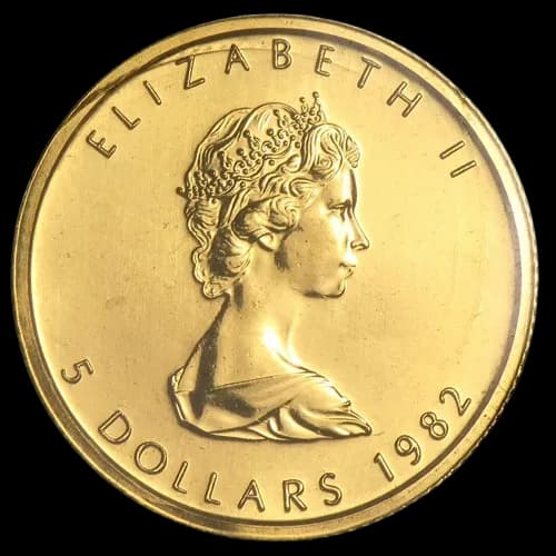 Kanadyjski Liść Klonowy 1/10 uncji złota 1982 - Back