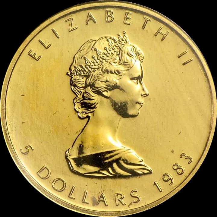 Kanadyjski Liść Klonowy 1/10 uncji złota 1983 - Back