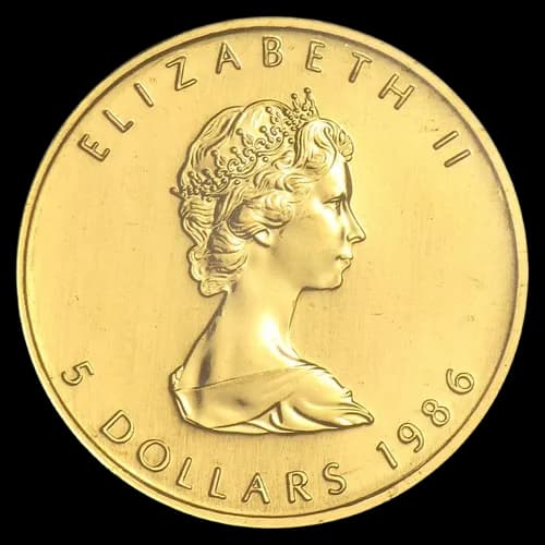 Kanadyjski Liść Klonowy 1/10 uncji złota 1986 - Back