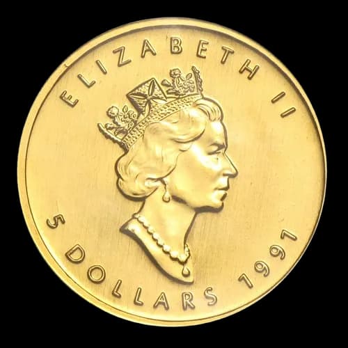 Kanadyjski Liść Klonowy 1/10 uncji złota 1991 - Back