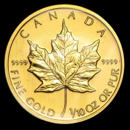 Kanadyjski Liść Klonowy 1/10 uncji złota 1991 - Front