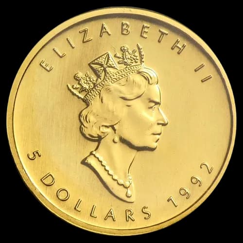 Kanadyjski Liść Klonowy 1/10 uncji złota 1992 - Back