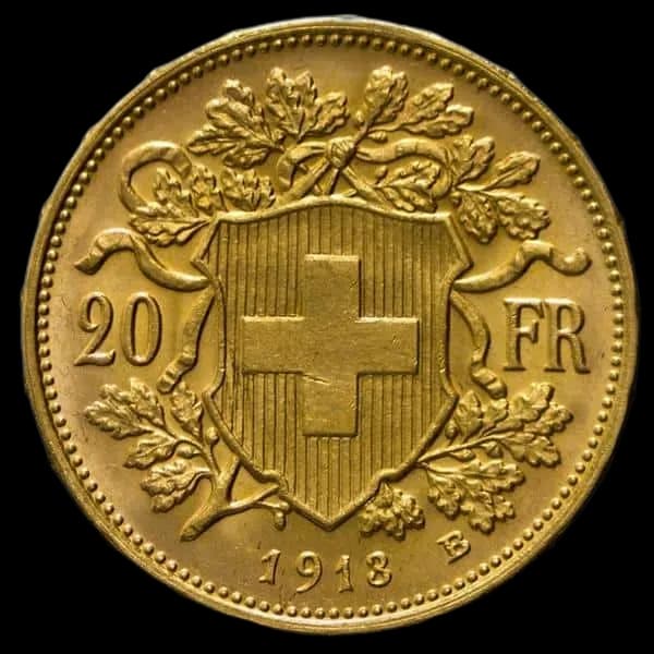 20 Franków Szwajcarskich Helvetia Vreneli Różne Roczniki - Back