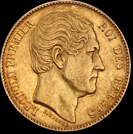20 Franków Belgijskich Leopold I - Front