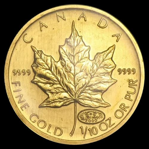 Kanadyjski Liść Klonowy 1/10 uncji złota 2000 - Front