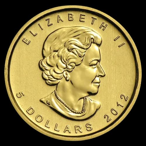 Kanadyjski Liść Klonowy 1/10 uncji złota 2012 - Back