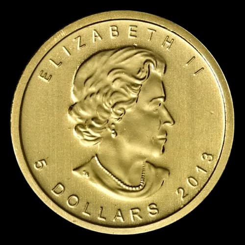 Kanadyjski Liść Klonowy 1/10 uncji złota 2013 - Back