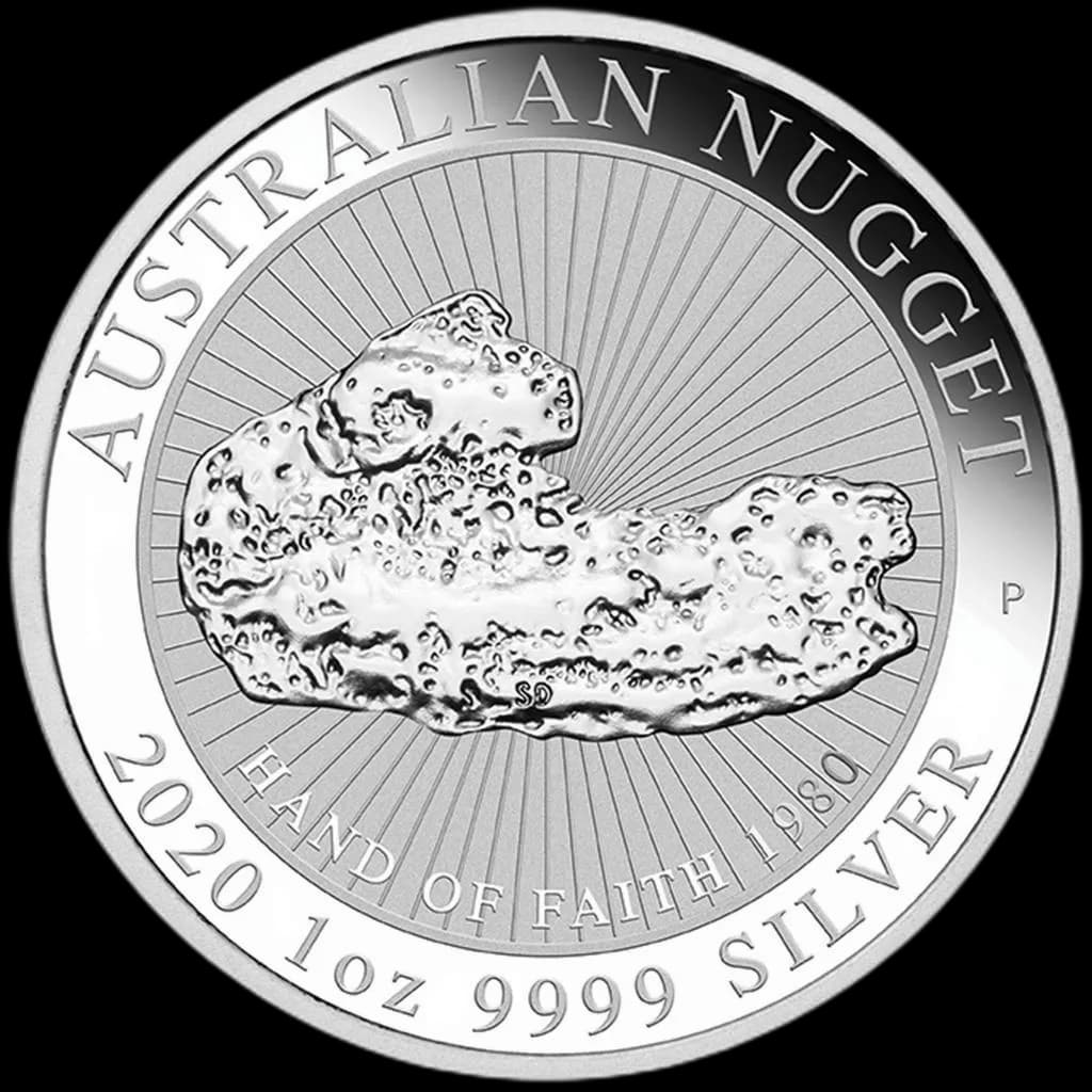 Australian Nugget Hand Of Faith 1 uncja Srebra 2020 - Front