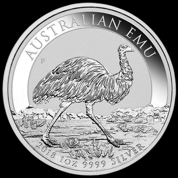 Australijski Emu 1 uncja srebra 2018 - Front