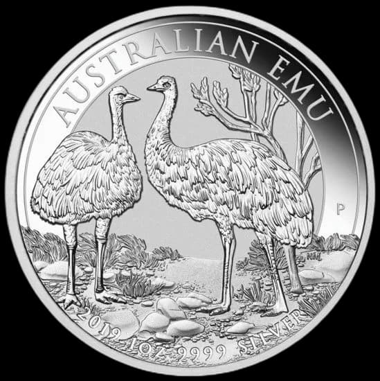 Australijski Emu 1 uncja srebra 2019 - Front
